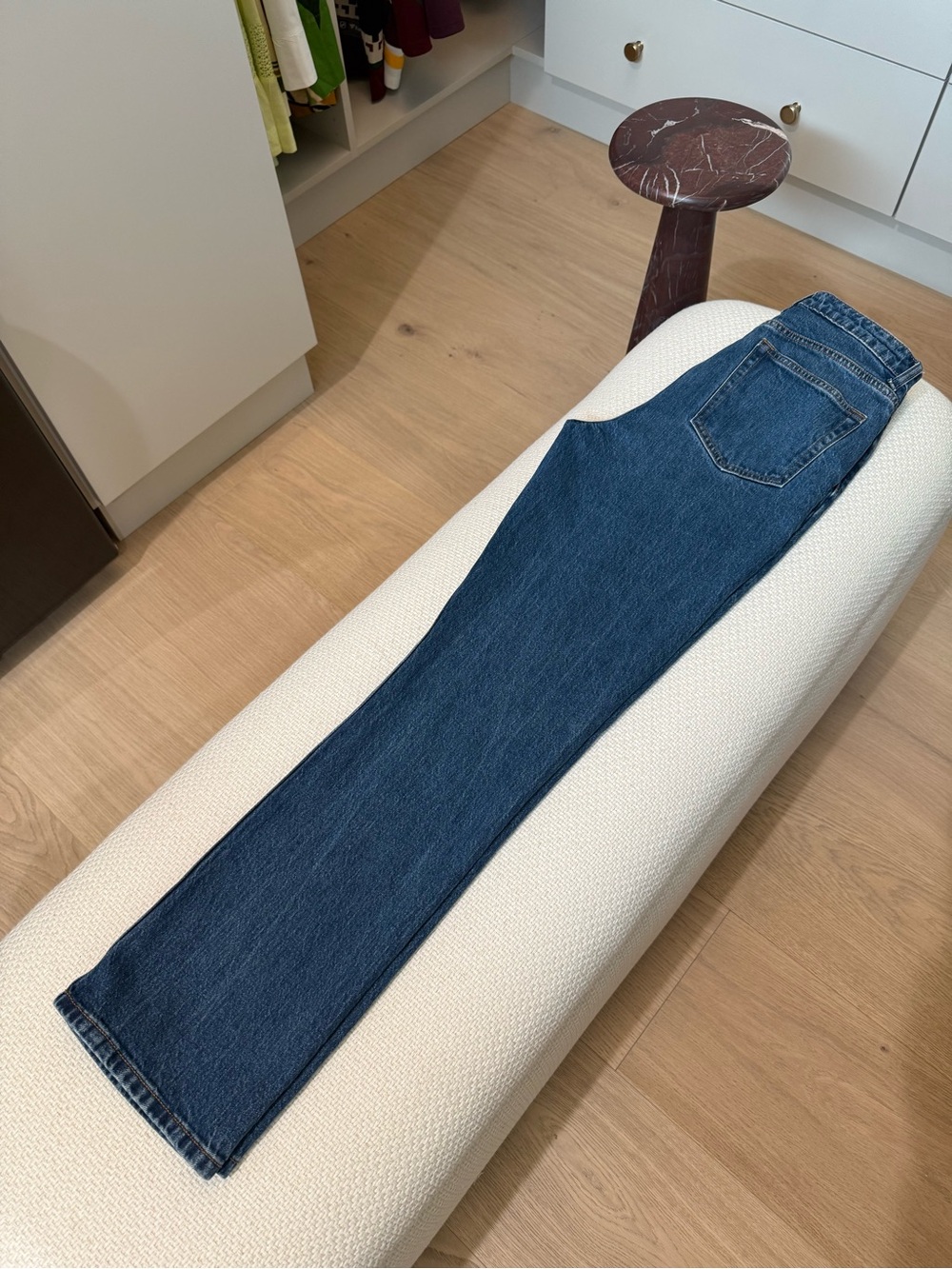 Reformation Straight-Leg Jeans in Dark Blue Denim